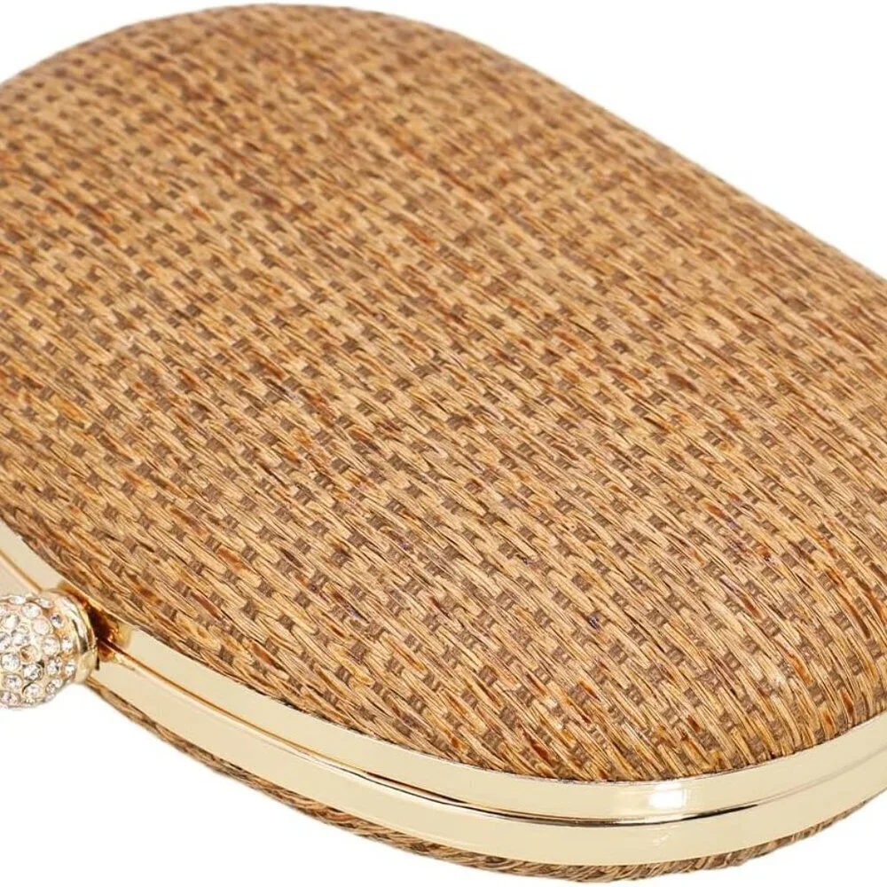Straw Clutch Purse for Women Handwoven Wicker Evening Bag Crossbody Party